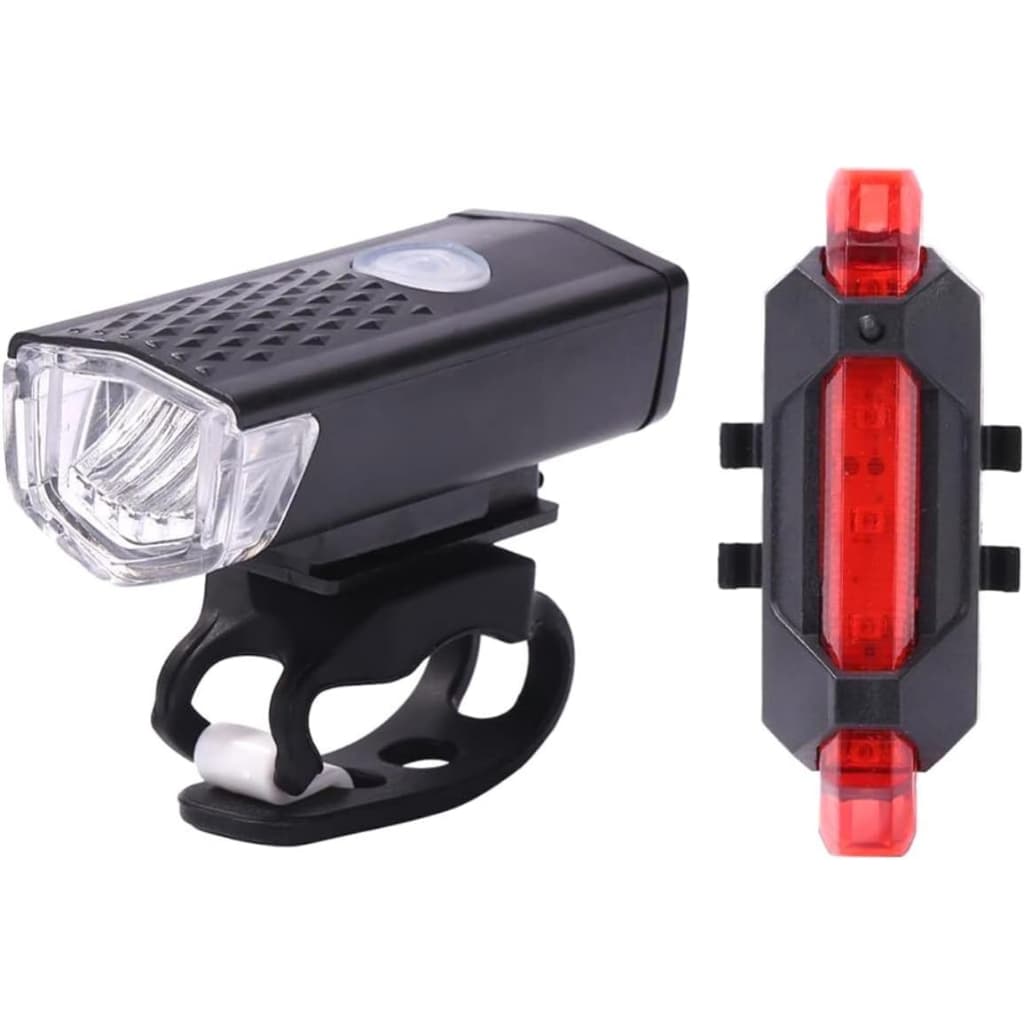 Kit Farol Dianteiro Lanterna Traseira Para Bike Bicicleta Iluminação Noturna Recarregável USB