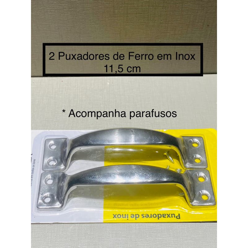 2 Puxadores de Alça de ferro em Inox com 11.5 cm acompanha parafusos