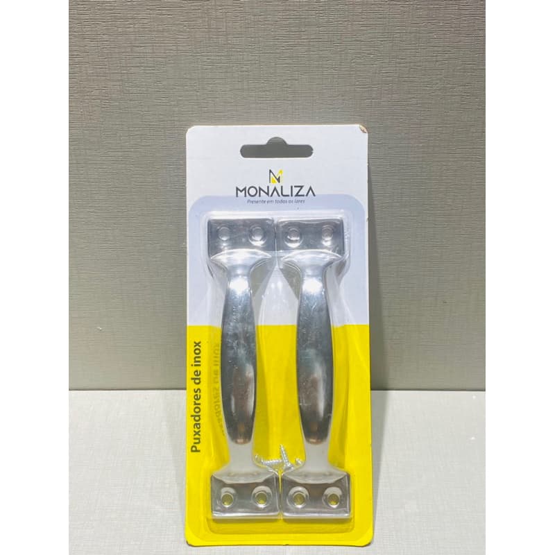 Kit 2 puxadores de ferro inox modelo alça grande com 14.5 cm acompanha parafusos.