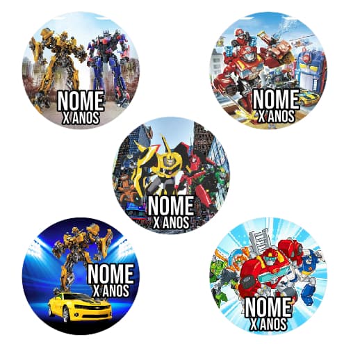Adesivos Papel Fotográfico 4cm x 4cm Transformers / Rescue Bots Personalizado