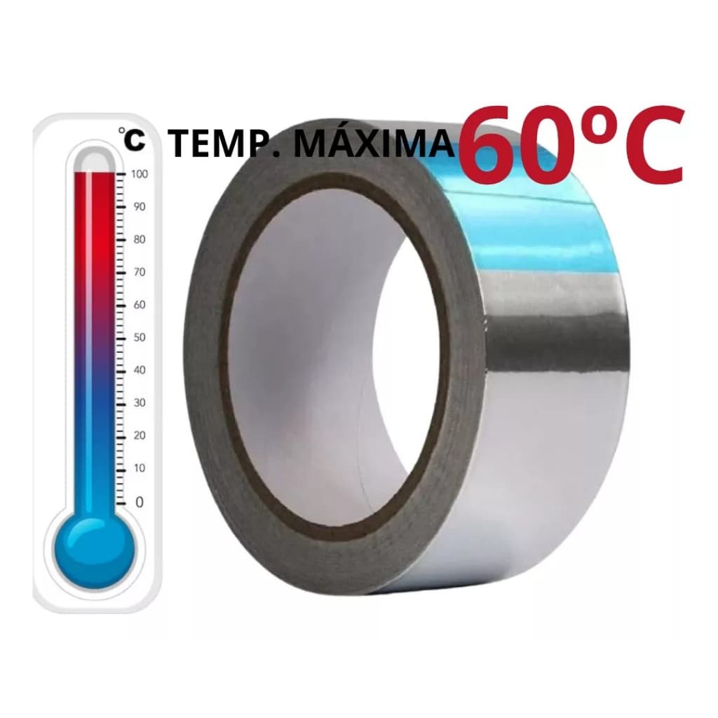Fita Adesiva Aluminizada Ar Quente E Frio 48mm X 50m para acabamento do isolamento de dutos rígidos ou flexíveis em sistemas de ventilação e ar condicionado. Recomendada também para aplicações gerais.