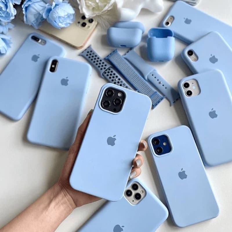 Capa Case Capinha Aveludada Silicone Azul Pastel, Azul Bebê 11/13 /14 /15 PRO, 15PROMAX, 16, 16PRO, 16PLUS, 16PROMAX