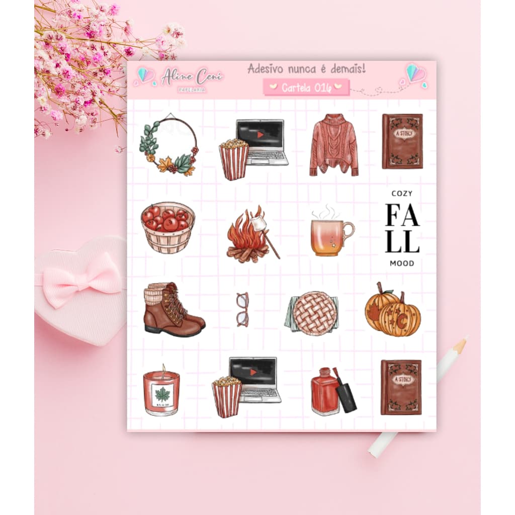 Cartela de adesivos n 016 - adesivo para bujo e decoração de planner
