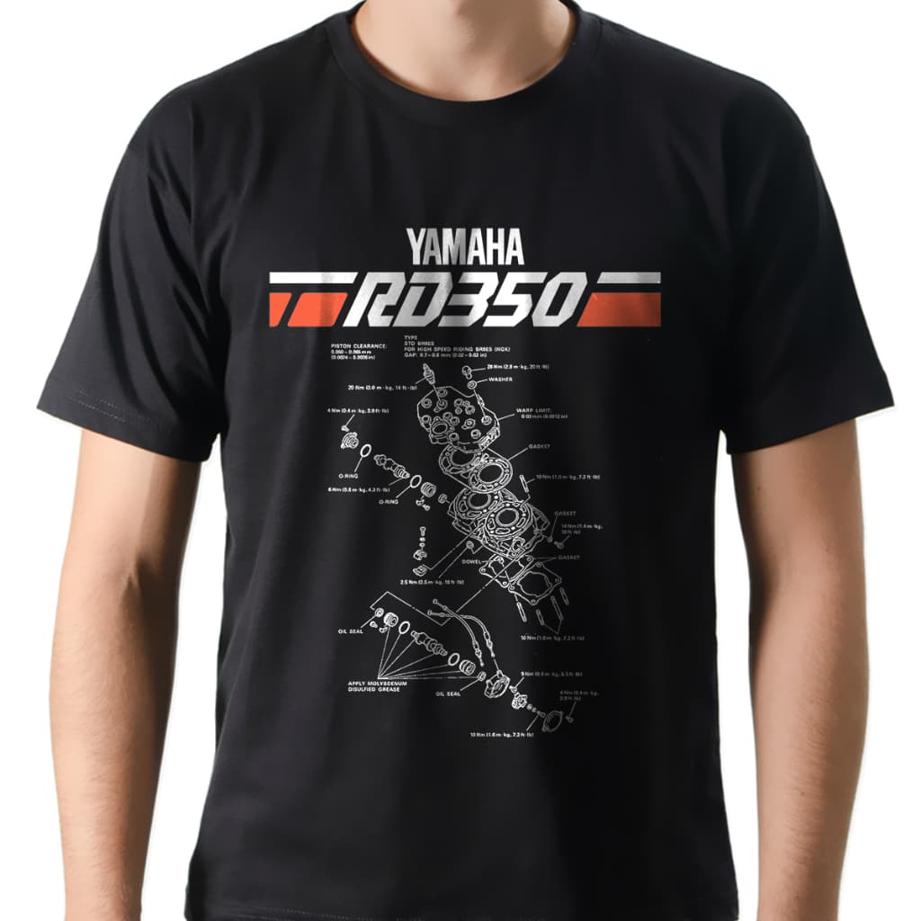 Camiseta Camisa Moto Yamaha RD 350 2 Tempos 1987 Preta