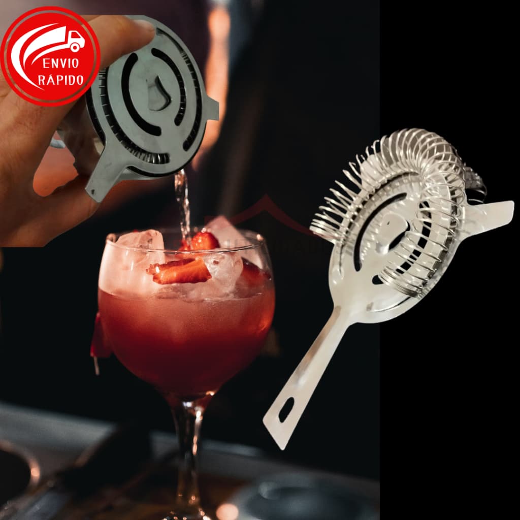 Coador de Bebidas Strainer Separador de Gelo Fruta e Semente para Barman Bartander Drinks e Coquetéis