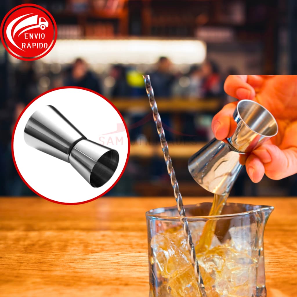 Dosador Duplo de Bebidas Inox 50/25ml para Drinks Bebidas Doses Wisky Bar Restaurante Barman e Bartander