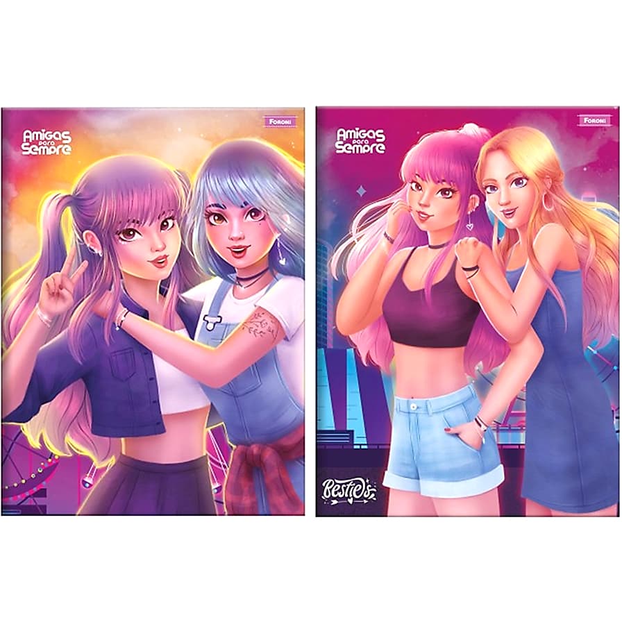 2 Cadernos Brochurão Capa Dura - Amigas p/ Sempre - Foroni