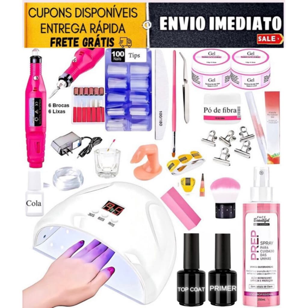 Kit Para Alongamentos Unha Gel Fibra De Vidro Completo Nº  37