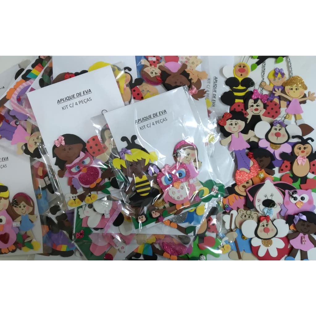 Kit com 4 apliques personagens diversos em EVA- Sem repetição- LINDISSIMOS