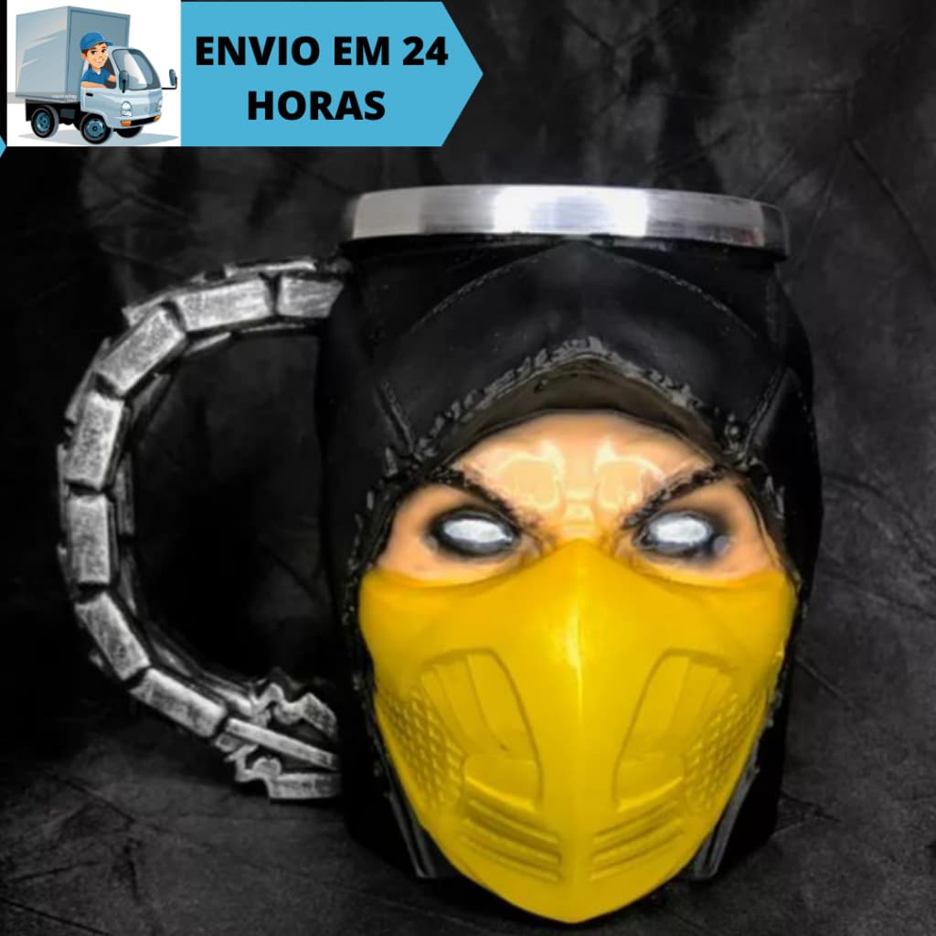 Caneca/Copo Scorpion Mortal Kombat 3D Resina