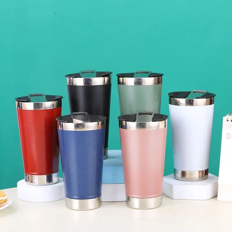 copo térmico com tampa inox, cerveja gelada todas as cores