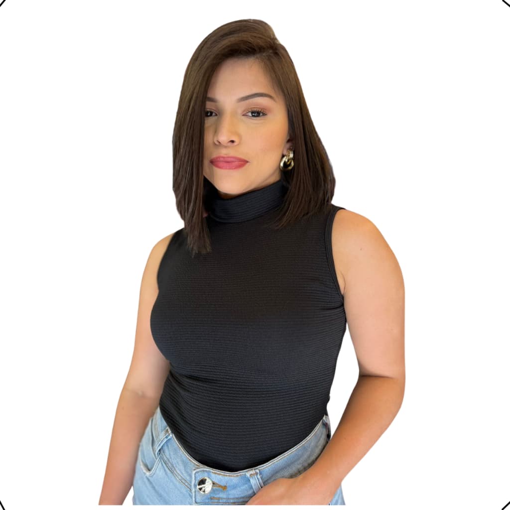 Body Feminino Regata Gola Alta Blusinha Básica Casual Elegante