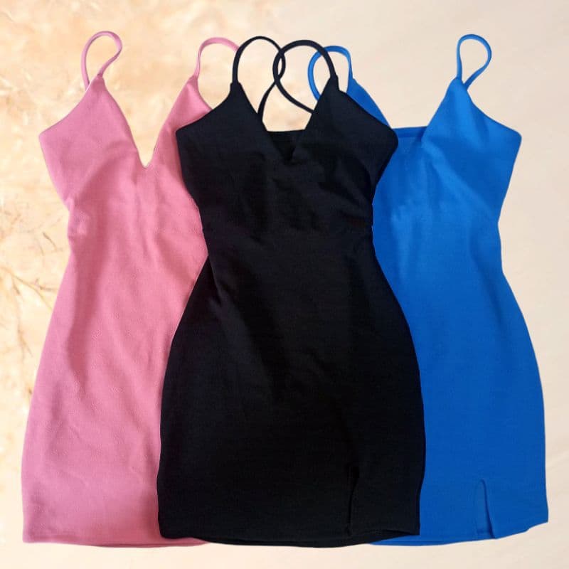 vestido de alcinha tubinho feminino tendência fenda na coxa com decote branco réveillon/ vinho natal