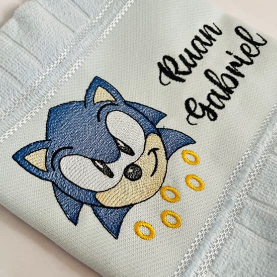 Toalha Personalizada Bordada Personagem Sonic