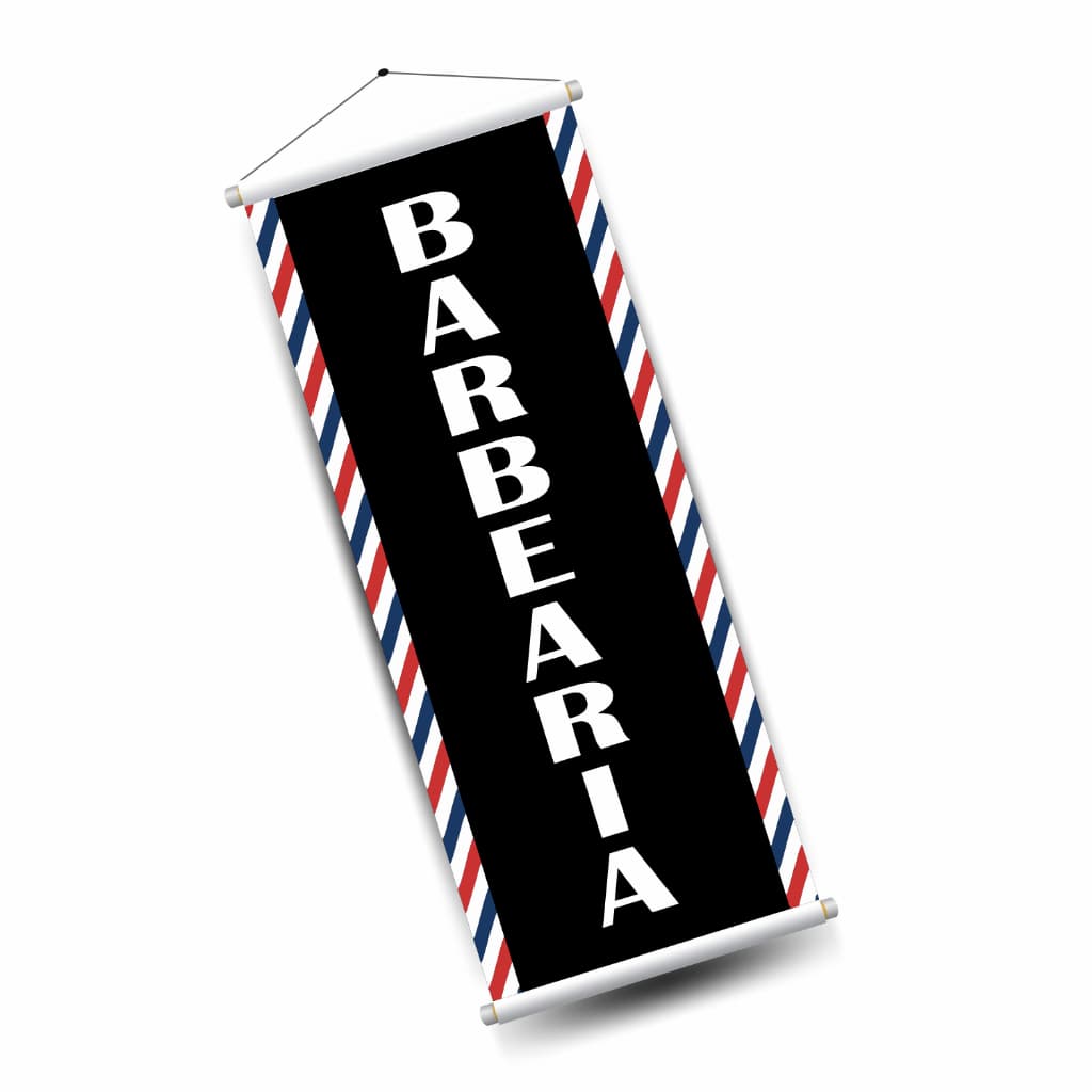 Banner Barber Shop Escrita Barbearia Faixa Premium Atrai Clientes 100x30cm