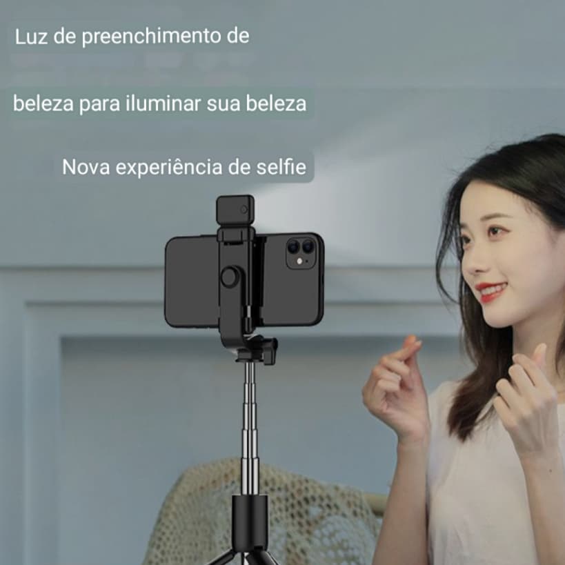 Bastão Pau De Selfie Bluetooth Retrátil Com Suporte Tripé Para IOS E Android,Com e sem luzes