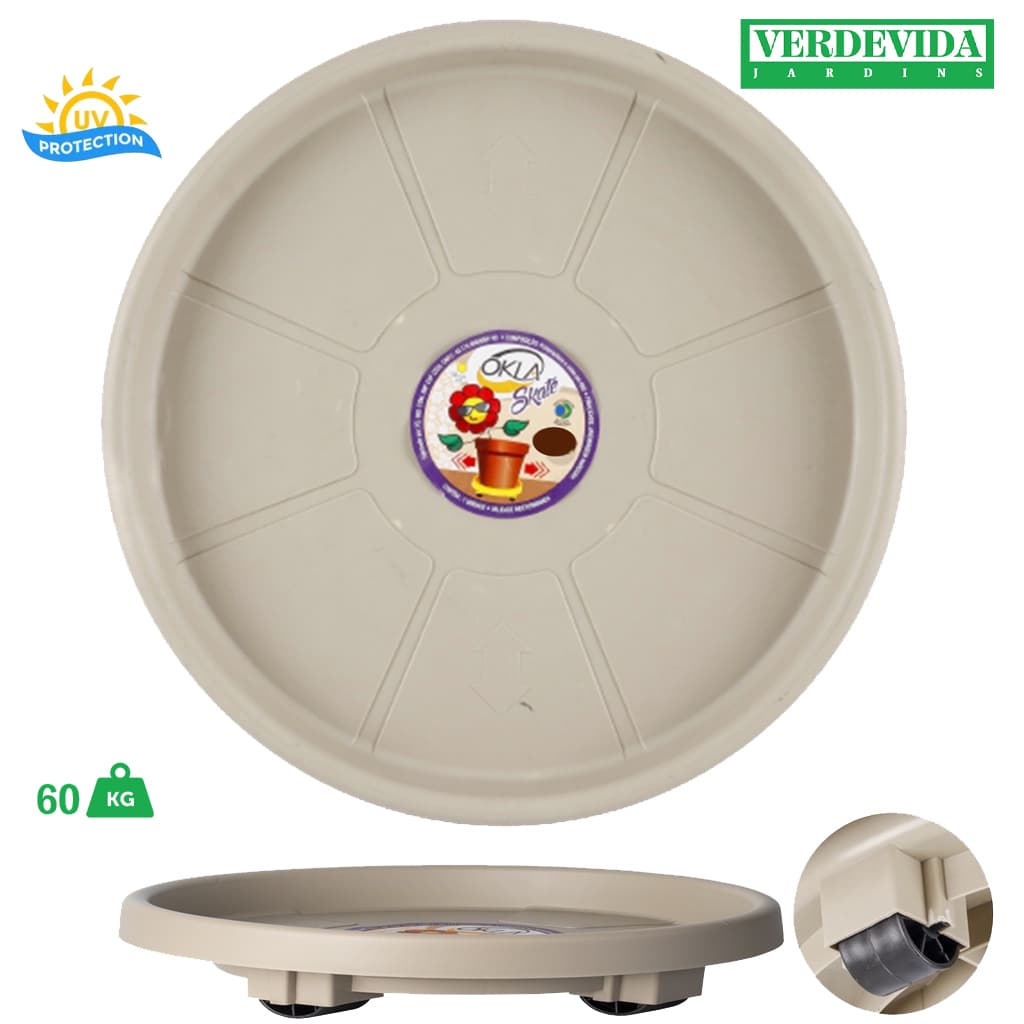 Suporte C/ Rodinhas Prato Para Vaso Em Abs 27cm Varias Cores