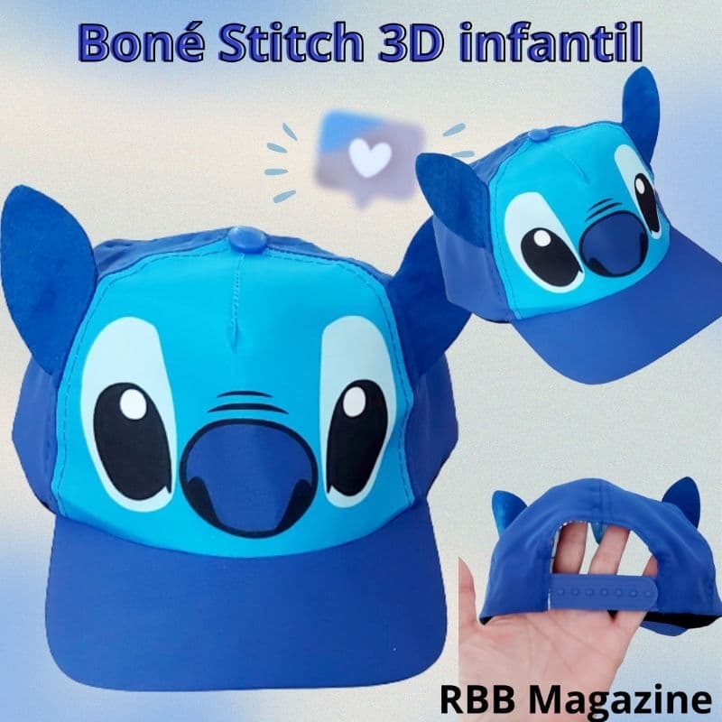 Boné infantil Lilo & Stitch com orelhinhas 3D stith infantil bone crianca