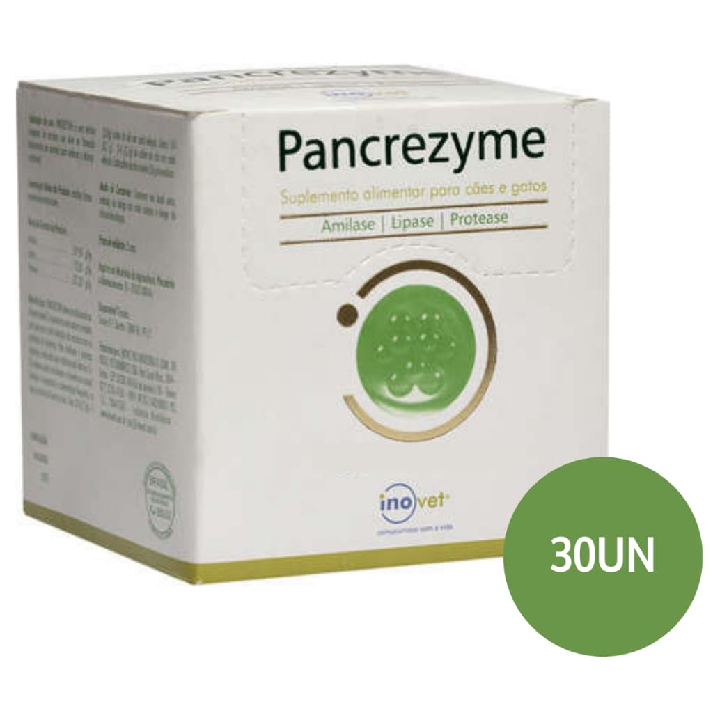 Pancrezyme Suplemento P/ Cães e Gatos Caixa C/ 30 Sachê de 2,8g- Inovet