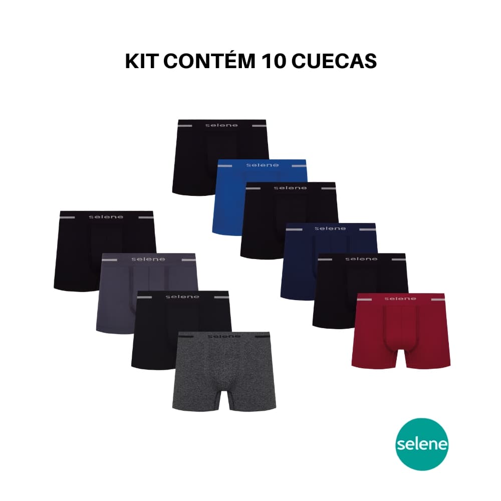 Kit Com 8 Cuecas Boxer Selene Box Microfibra Masculina