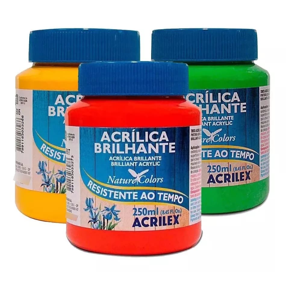 Tinta Acrilica Brilhante Acrilex 250ml Resistente ao Tempo Uso Externo Acrilica  - Selecione a Cor