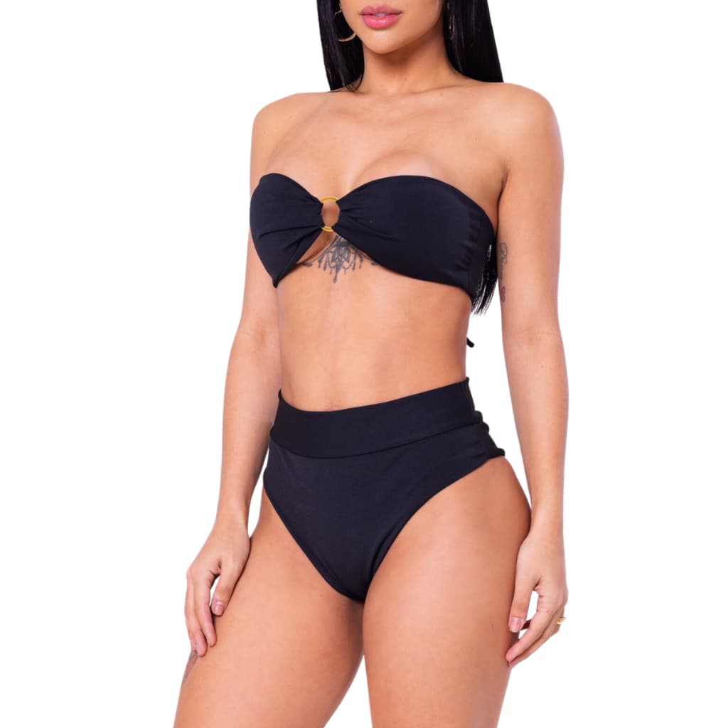 Conjunto Biquini anarruga tomara que cai luxo