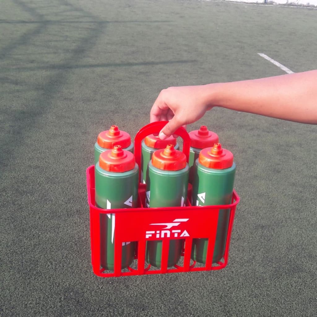Kit Garrafas Futebol Com Cesta 6 Squeezes Finta Válvula Automática Original