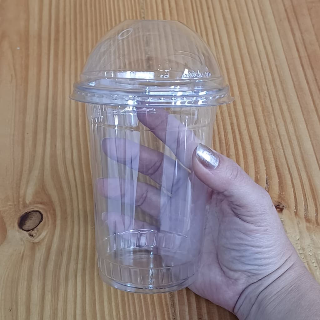 100 un Copo 500 ml c/Tampa Bolha e Flat Reta Sem Furo G850 Galvanotek Super Reforçado
