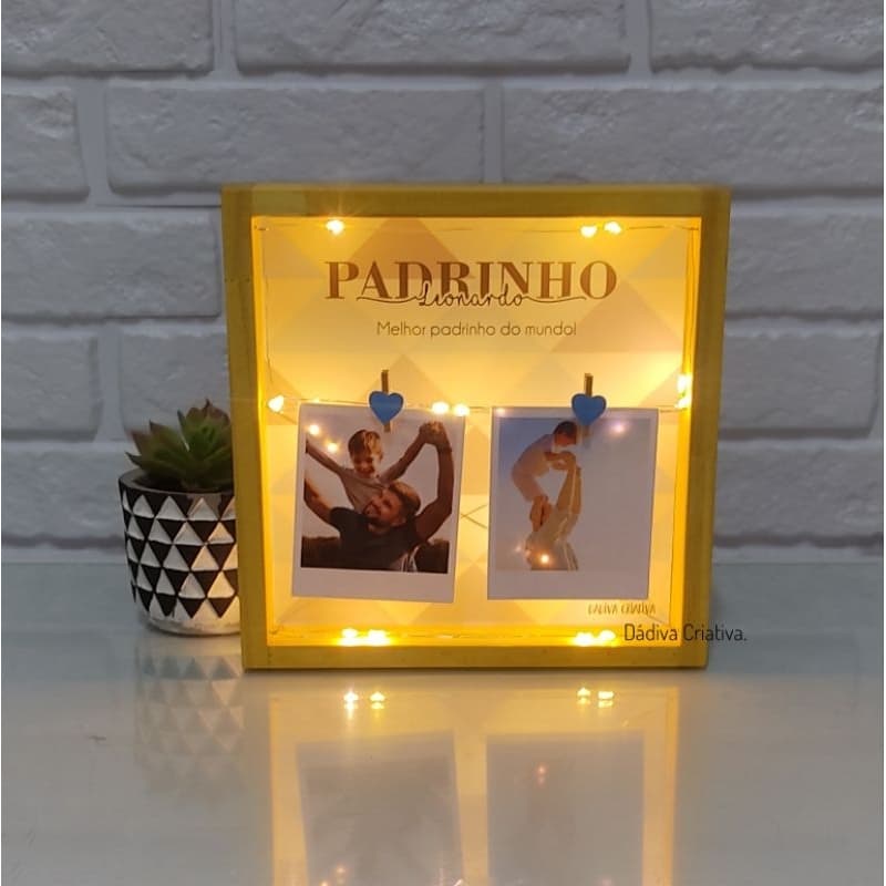Porta Retrato Led Padrinho - Acompanha fotos