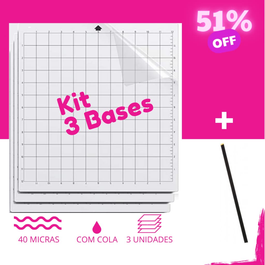 3 Bases de corte para Silhouette Cameo 30x30 - 40 Microns de espessura