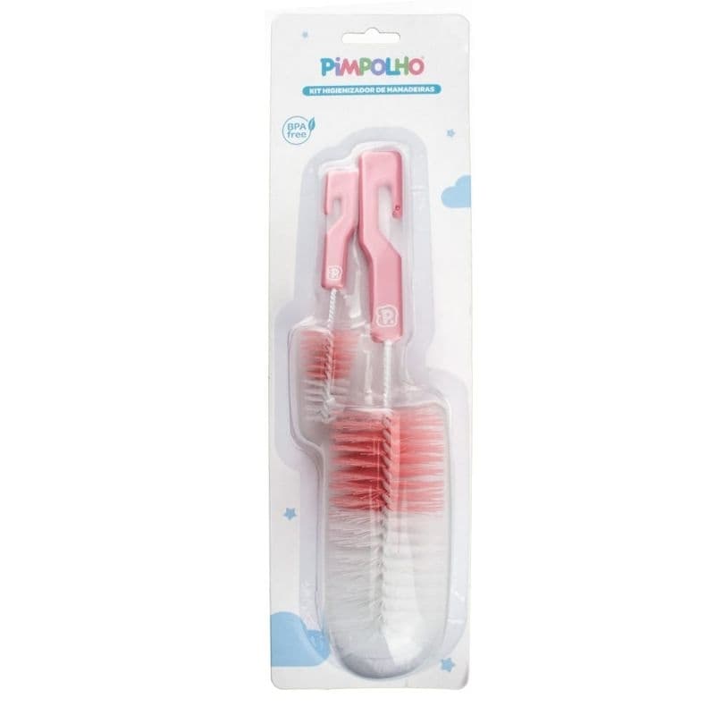 Kit Higiene Escova para Mamadeira Pimpolho 2 em 1 Limpador de Bico e Mamadeira