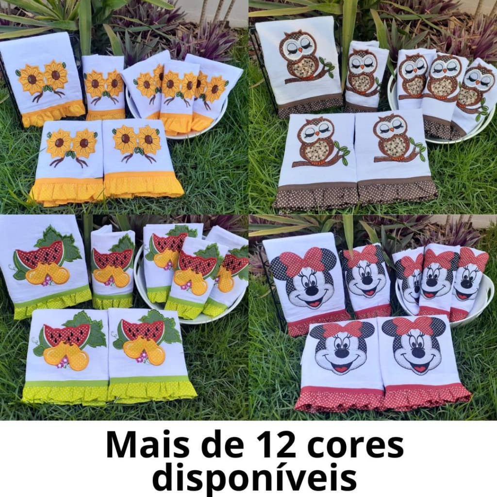 Pano de Prato Semaninha Pano de Copa Bordado Alta Qualidade Pé de Galinha kit 7pçs