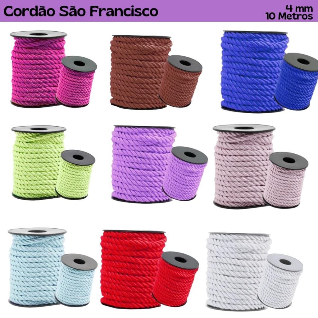 Cordão São Francisco 4mm 10 Metros Resistente Ideal Para Artesanato e Decoração - CRIAR