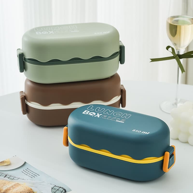 Marmita Lancheira Com Talher Divisória Dupla Fitness Lunch Box 850ml Trava Plástico Volta As Aulas
