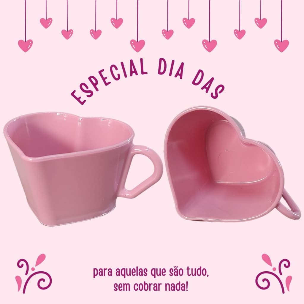Lembrancinha Dia Das Mães - 50 Xícaras Coração - Dia das Mulheres