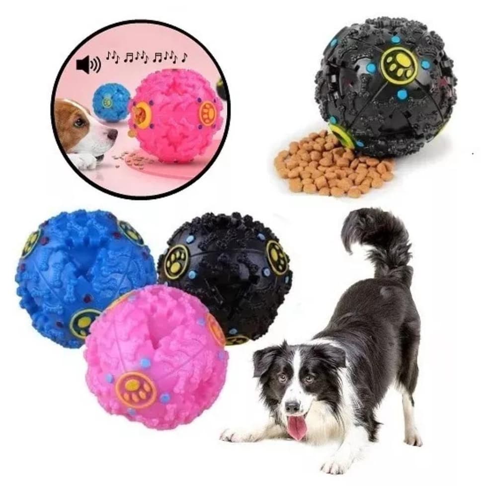 Bola Porta Petisco Para Cachorros Brinquedo Pet 7 cm PRETA / ROSA / AZUL