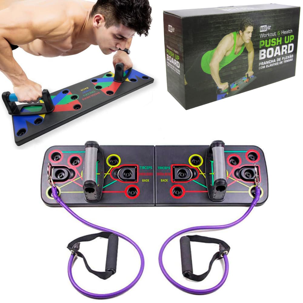 PRANCHA PARA EXERCICIO COM ELASTICO DE TENSAO PUSH UP BOARD