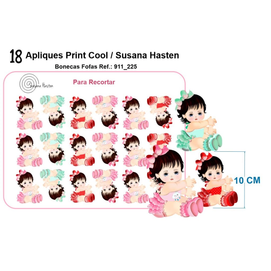 Apliques Menina Bebê De Tecido Para  Patch Aplique _Termocolante  Para Roupas Ref.: 911_225