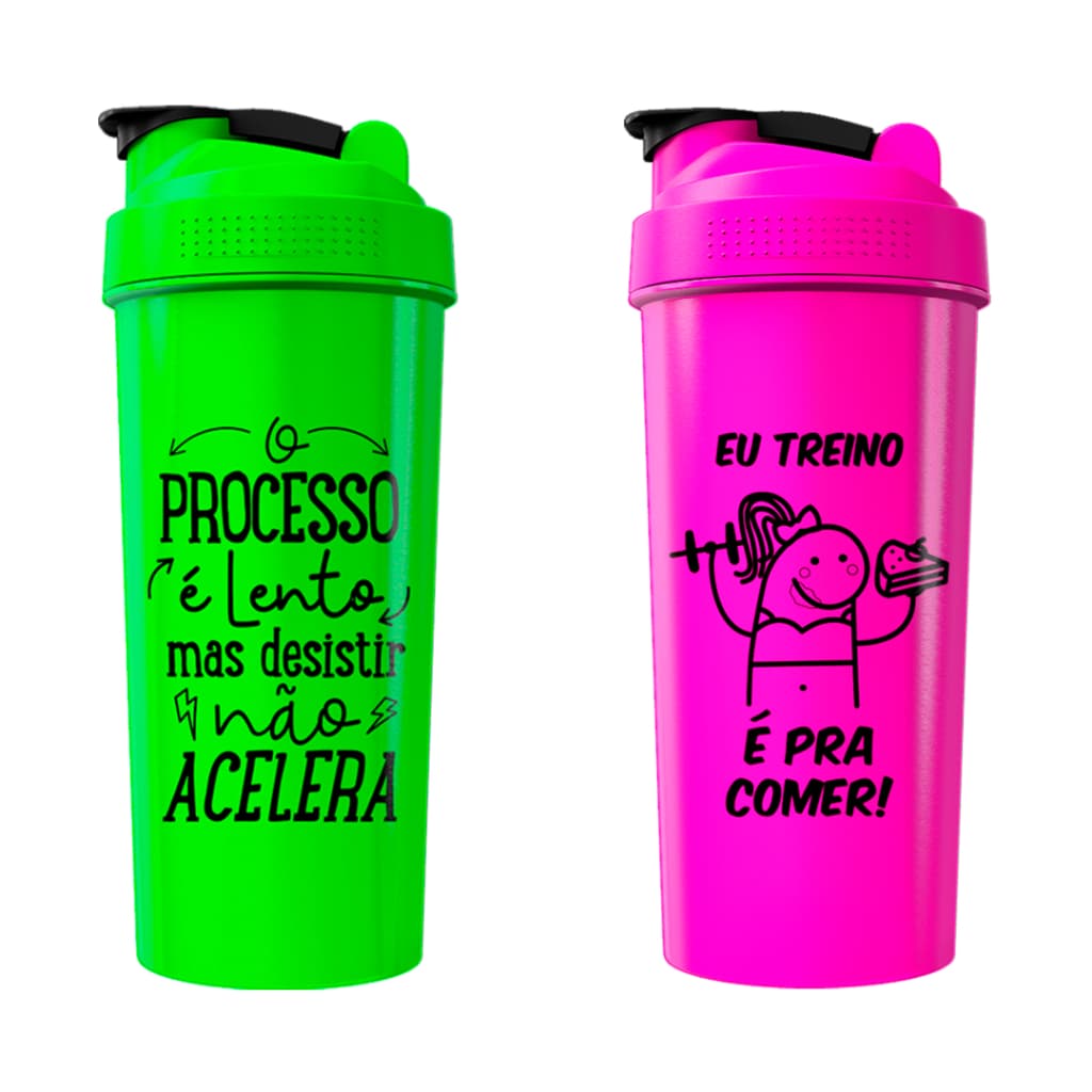 Kit 02 Coqueteleira Shaker Academia Garrafa Agua