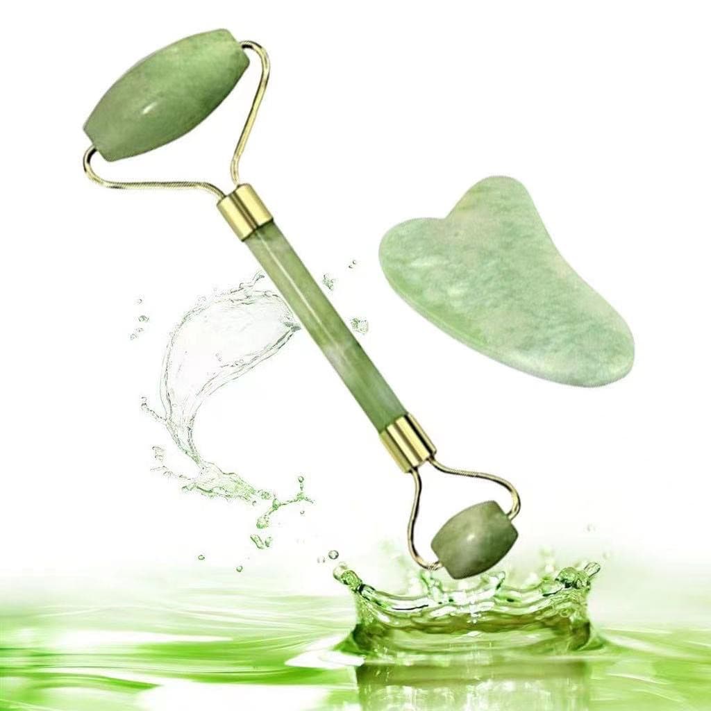 Rolo Pedra de Jade Placa Gua Sha Massagem Facial Anti Ruga