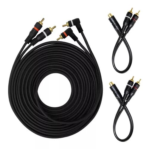 Kit 1 Cabo Rca 5mts E 2 Y 2m/1f P/ Módulo Amplificador