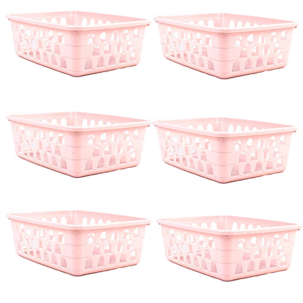 Kit 6 cesto cestinho organizador Multiuso pequeno rosa 12x6x16cm