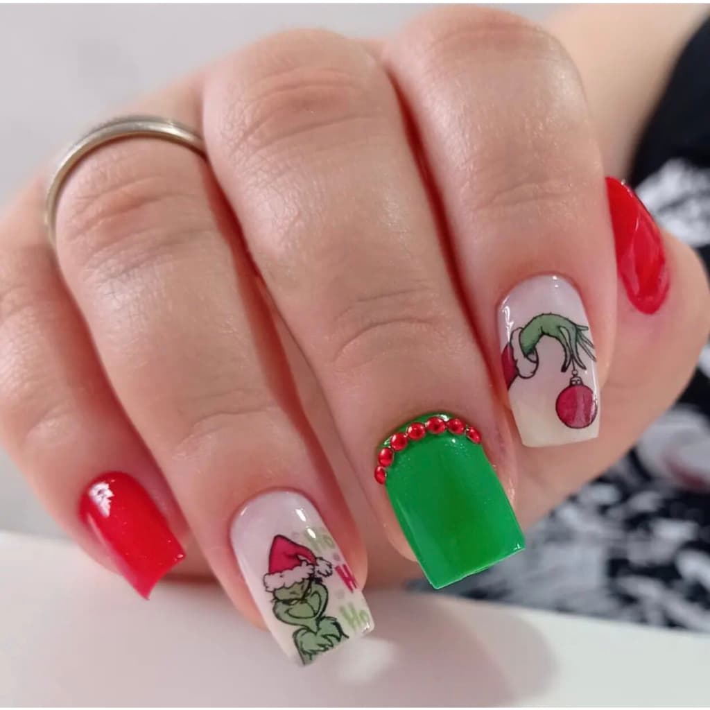 Película de unha natalina cartela com 12 adesivos NTL - 013 Adesivos,películas,unhas,nails art,unhas decoradas, natal