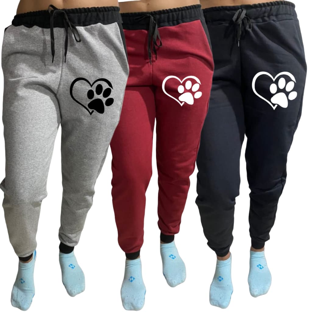 Kit 3 Calças Moletom Flanelado Jogger Feminino Treino Oferta