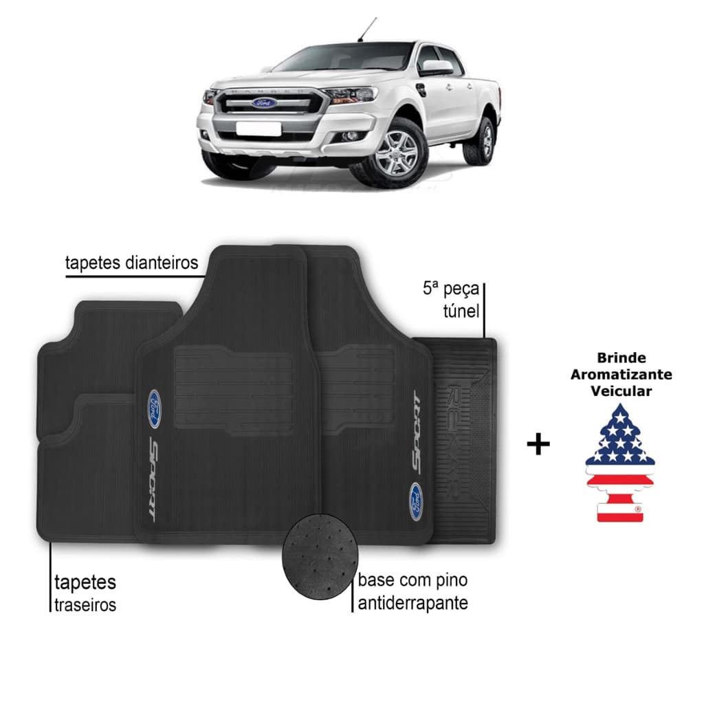 Tapete Ranger Ford Automotivo Borracha + Aromatizante