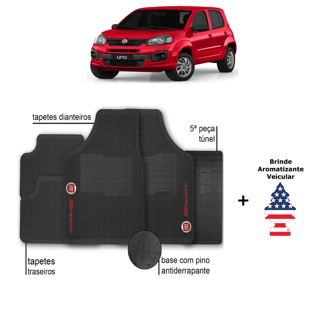Tapete Fiat Uno Vivace Personalizado Sport Automotivo Borracha