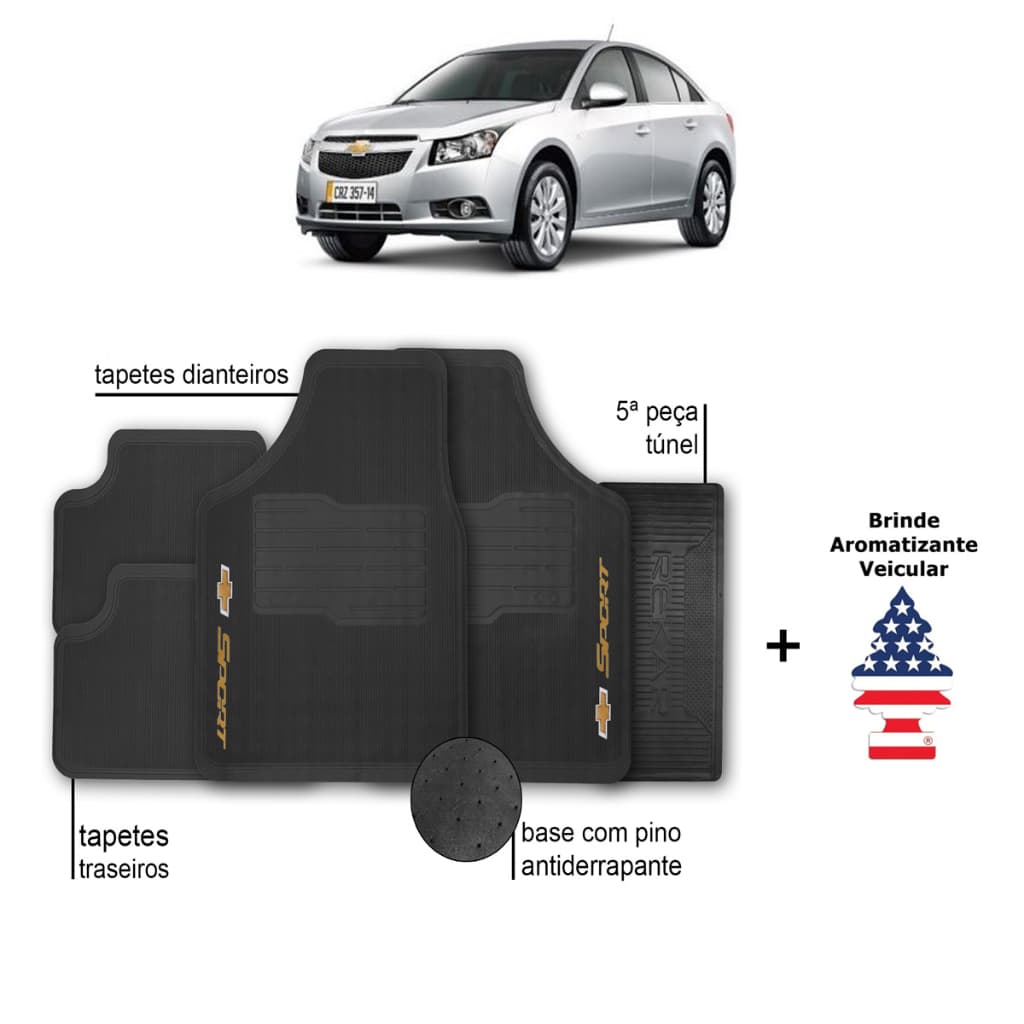 Tapete de Carro Cruze Chevrolet Automotivo Borracha + Aromatizante