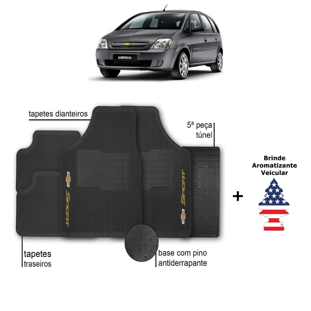 Tapete de Carro Meriva Chevrolet Automotivo Borracha + Aromatizante