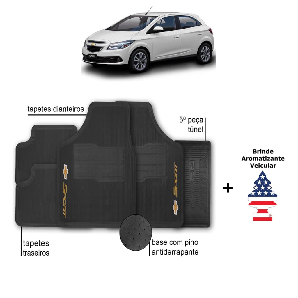 Tapete de Carro Onix Chevrolet Automotivo Borracha + Aromatizante