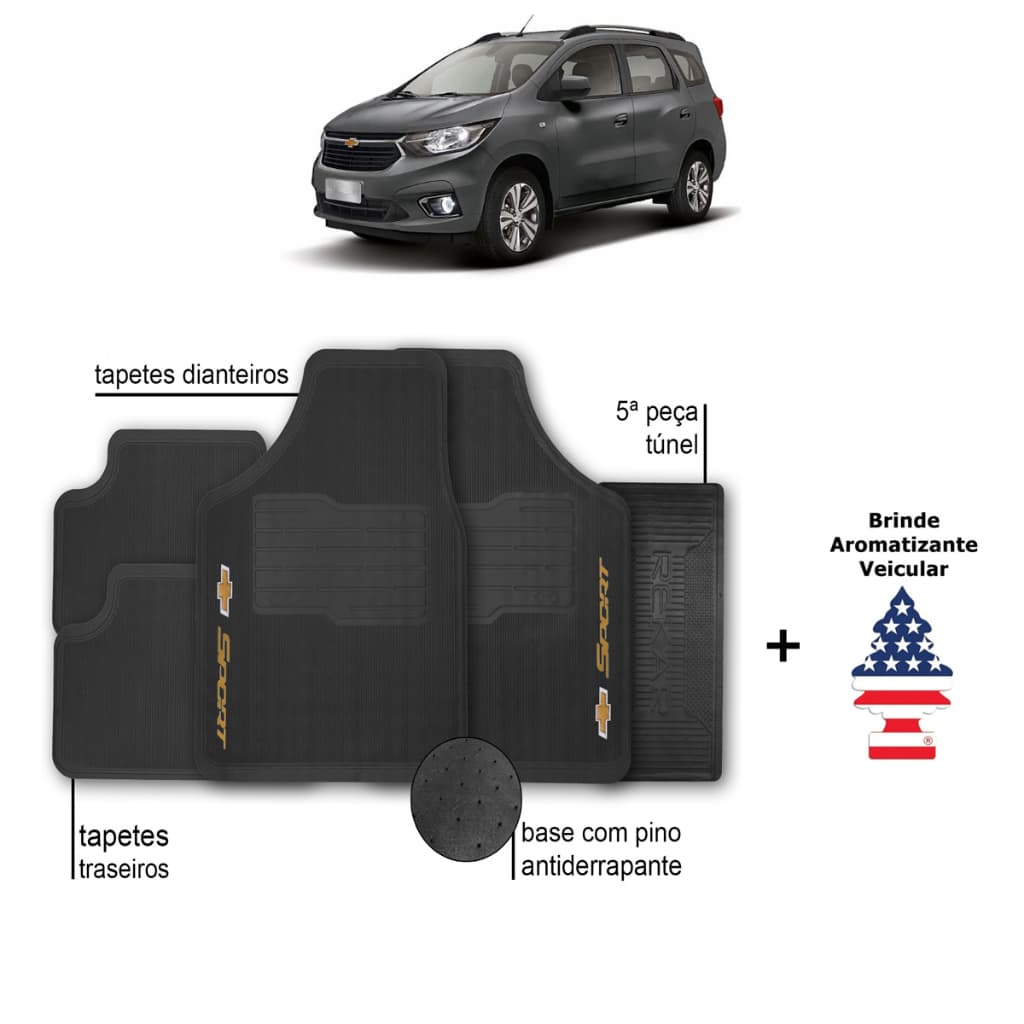 Tapete de Carro Spin Chevrolet Automotivo Borracha + Aromatizante